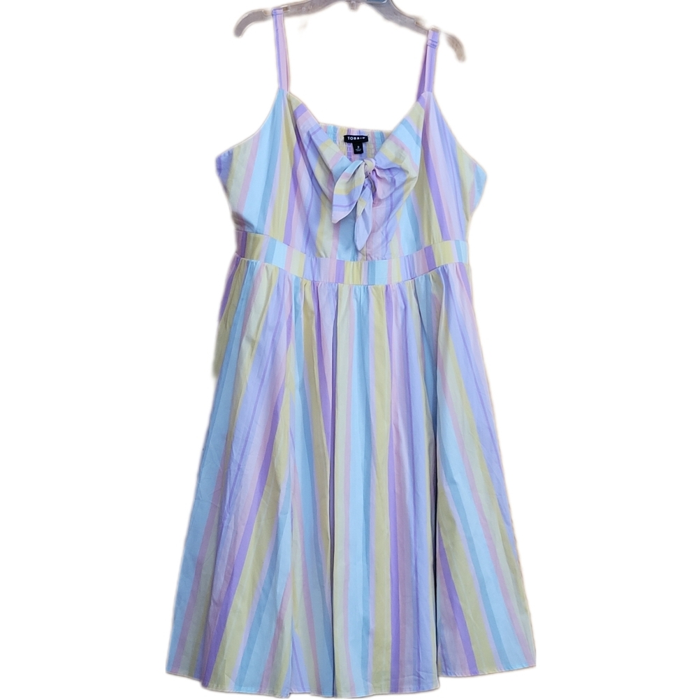 NEW TORRID - RAINBOW EASTER Dress, Spring Dress, Colorful Stripes, Size 2 2X